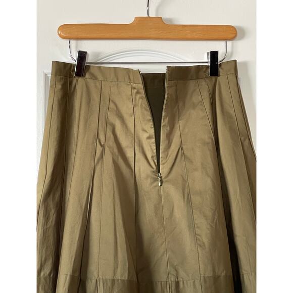 Ann Taylor Dark Green Poplin Pleated Skirt Size 2 - Picture 5 of 6
